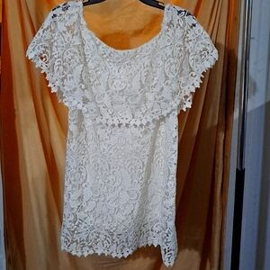 Zara Woman Studio Lined White Lace Dress